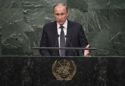 Russian President Vladimir Putin addresses UN General Assembly on Sept. 28, 2015. (UN Photo)